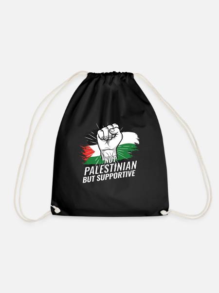Not Palestinian But Supportive Palestine Flag - Drawstring Bag - black