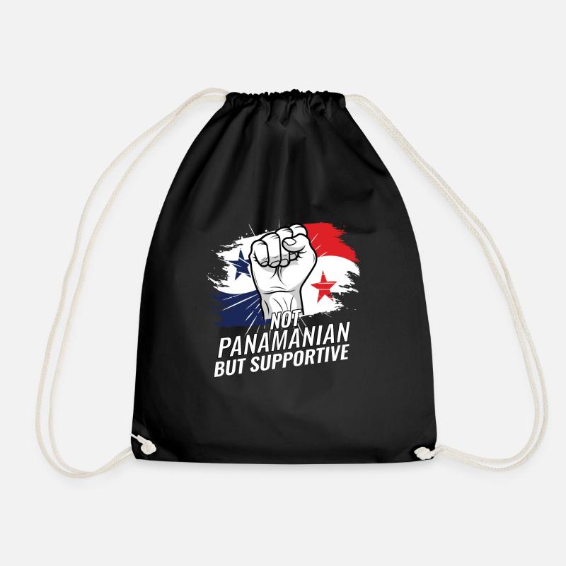 Not Panamanian But Supportive Panama Flag Country - Turnbeutel - Schwarz