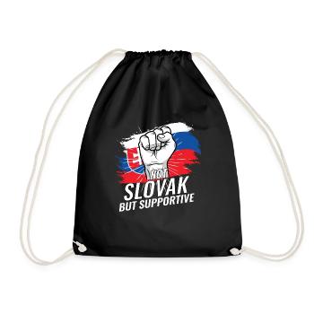 Not Slovak But Supportive Slovakia Flag Country - Drawstring Bag - black - Front
