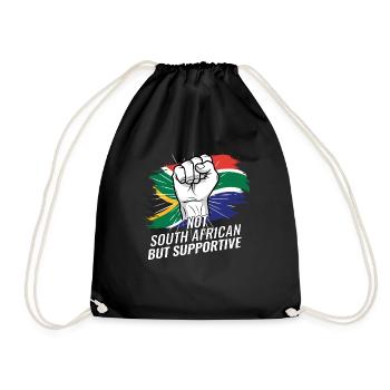 Not South African But Supportive South Africa - Turnbeutel - Schwarz - Vorne