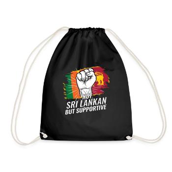 Not Sri Lankan But Supportive Sri Lanka Flag - Drawstring Bag - black - Front