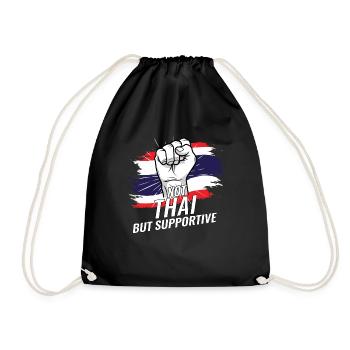 Not Thai But Supportive Thailand Flag Country - Drawstring Bag - black - Front