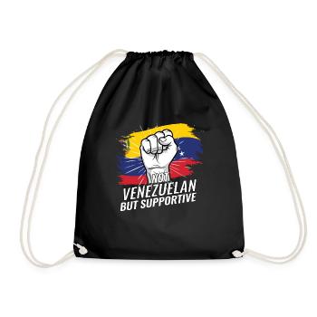 Not Venezuelan But Supportive Venezuela Flag - Drawstring Bag - black - Front