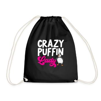 puffin puffin auke birds Lunde - Drawstring Bag - black - Front