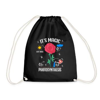 Plant Lover Flowers Magic Photosynthesis Pun Funny - Drawstring Bag - black - Front