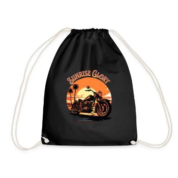 Sunday Morning Ride - Vintage Motorcycle Sunset - Drawstring Bag - black - Front