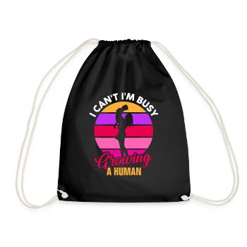 I'm Busy Growing A Human Funny Mom - Drawstring Bag - black - Front