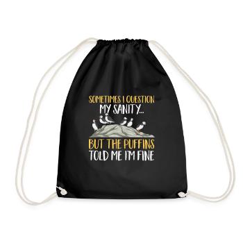 puffin puffin auke birds Lunde - Drawstring Bag - black - Front