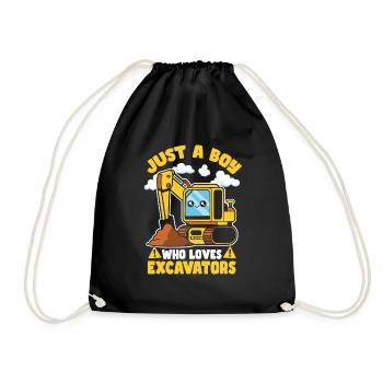 Construction Just A Boy Who Loves Excavators - Drawstring Bag - black - Front
