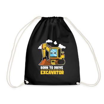 Construction Vehicle Excavator - Drawstring Bag - black - Front