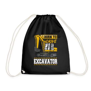Construction Vehicle Excavator - Drawstring Bag - black - Front