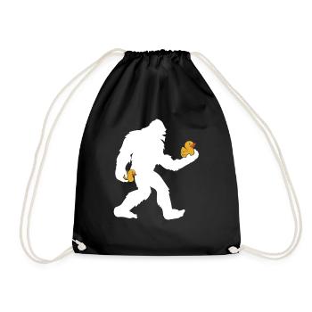 Sasquatch Big Foot Yetti Kids Rubber Duck - Drawstring Bag - black - Front