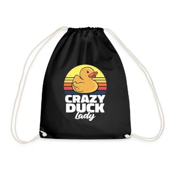 Vintage Women Duckling Retro Crazy Rubber Duck Lad - Drawstring Bag - black - Front