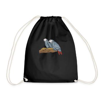 Grey Parrot I Parrot Motif for Bird Holder - Drawstring Bag - black - Front