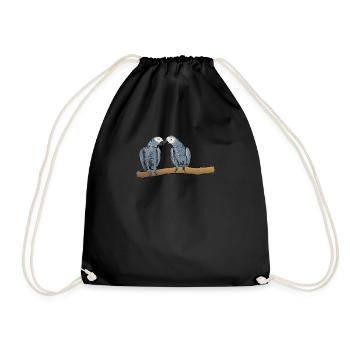 Grey Parrot I Parrot Motif for Bird Holder - Drawstring Bag - black - Front