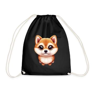 Shiba Inu Masterpiece - Drawstring Bag - black - Front