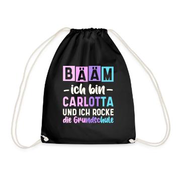 Name Carlotta Geschenk Grundschule - Turnbeutel - Schwarz - Vorne