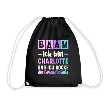 Name Charlotte Geschenk Grundschule - Turnbeutel - Schwarz - Vorne