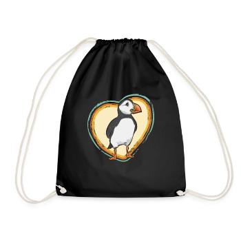 puffin, puffin, auks, lunde - Drawstring Bag - black - Front