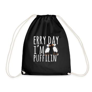 puffin, puffin, auks, lunde - Drawstring Bag - black - Front