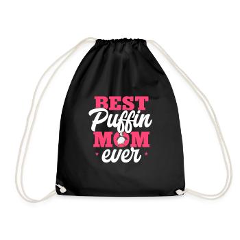 puffin, puffin, auks, lunde - Drawstring Bag - black - Front
