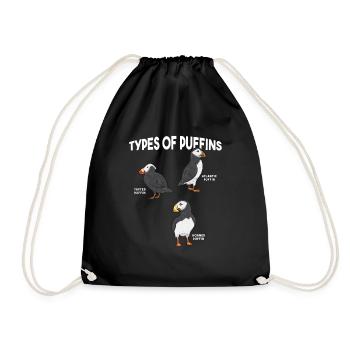 puffin puffin auke birds Lunde - Drawstring Bag - black - Front