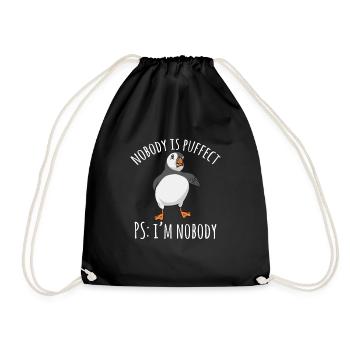 puffin puffin auke birds Lunde - Drawstring Bag - black - Front
