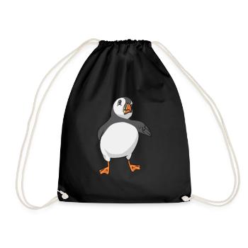 puffin puffin auke birds Lunde - Drawstring Bag - black - Front