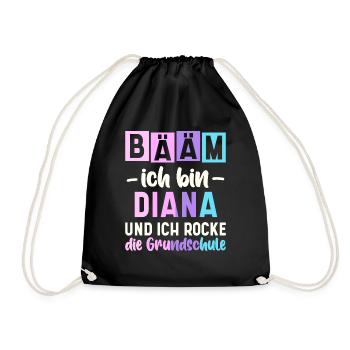 Name Diana Geschenk Grundschule - Turnbeutel - Schwarz - Vorne