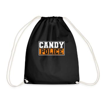 Candy Policeman Funny Halloween Candy - Drawstring Bag - black - Front
