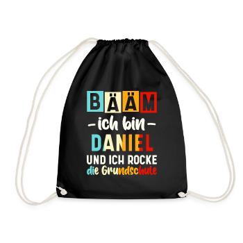 Name Daniel Spruch - Turnbeutel - Schwarz - Vorne