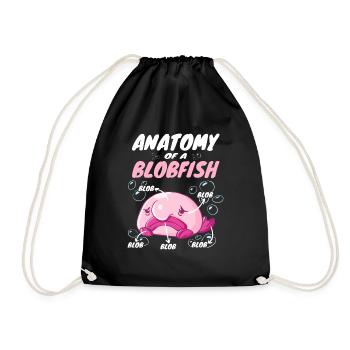 Blobfish Kostüm - Hässliches Blob Fischgesicht - - Turnbeutel - Schwarz - Vorne