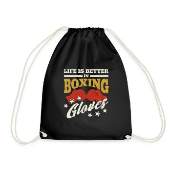 Boxer Quote Life Is Better In Boxing Gloves Gift - Turnbeutel - Schwarz - Vorne