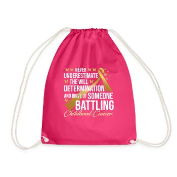 Childhood Cancer - Drawstring Bag - fuchsia - Front