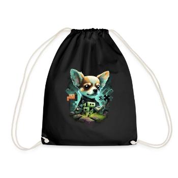 Chihuahua | Jeu Vidéo Amusant Gamer Comic Chien - Sac de sport léger - noir - Devant
