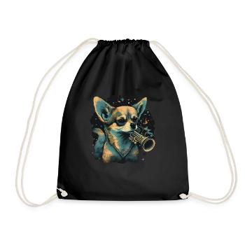 Chihuahua | Saxophone Musique Groupe Chien Drôle - Sac de sport léger - noir - Devant