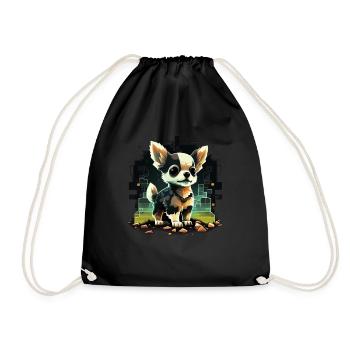 Chihuahua | Jeu Vidéo Amusant Gamer Comic Chien - Sac de sport léger - noir - Devant