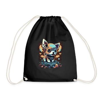 Chihuahua | Jeu Vidéo Amusant Gamer Comic Chien - Sac de sport léger - noir - Devant