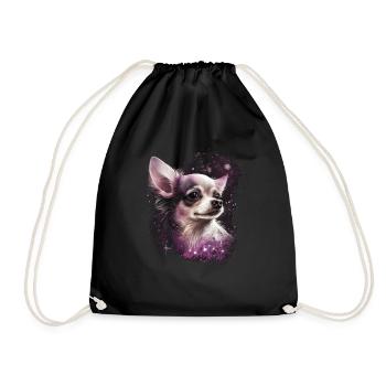 Chihuahua Puppy | Pretty Pink Dog Girly Mom Women - Drawstring Bag - black - Front