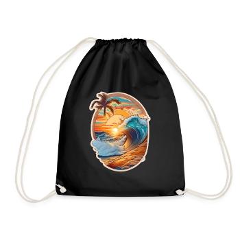 plage et vague - Sac de sport léger - noir - Devant