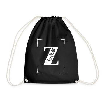 letter Z initial - Drawstring Bag - black - Front