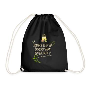Maman veux tu épouser papa - demande mariage - Sac de sport léger - noir - Devant