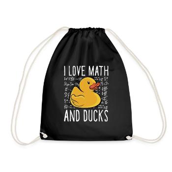 Kids School Duckie Duckling I Love Math And Rubber - Drawstring Bag - black - Front
