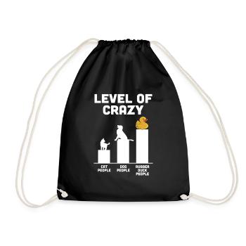 Funny Level Of Crazy Rubber Duck Duckie Duckling - Drawstring Bag - black - Front