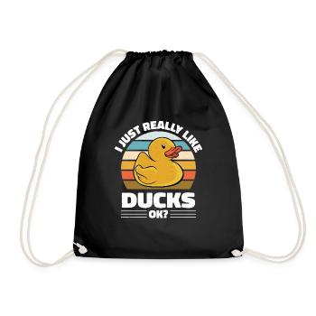 Retro Duckling Vintage I Just Really Like Rubber D - Drawstring Bag - black - Front