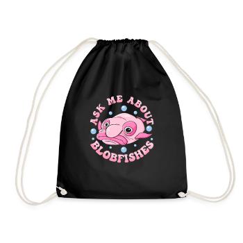 Blobfish Kostüm - Hässliches Blob Fischgesicht - - Turnbeutel - Schwarz - Vorne