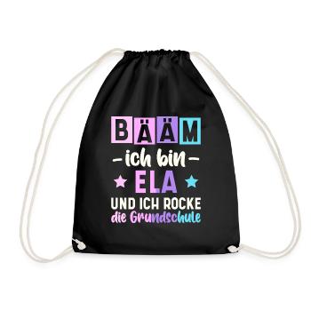 Name Ela Geschenk Grundschule - Turnbeutel - Schwarz - Vorne