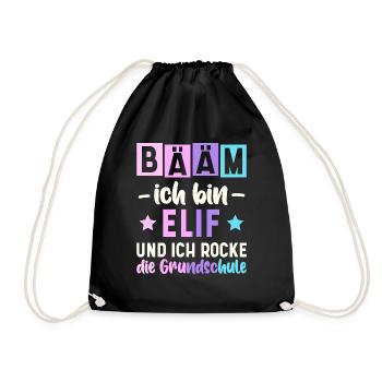 Name Elif Geschenk Grundschule - Turnbeutel - Schwarz - Vorne