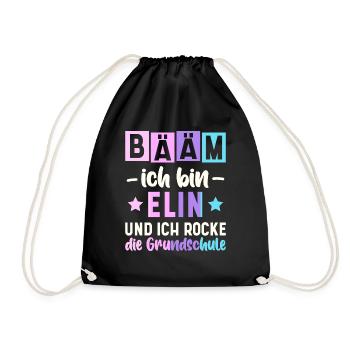Name Elin Geschenk Grundschule - Turnbeutel - Schwarz - Vorne