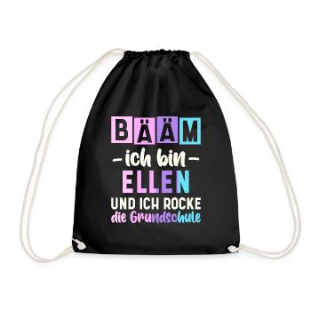 Name Ellen Geschenk Grundschule - Turnbeutel - Schwarz - Vorne